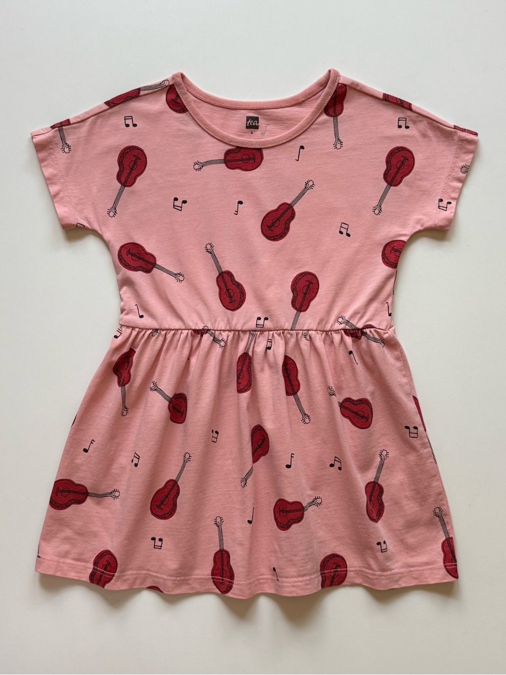 Tea Collection Girls Pink Dress with Guitar Print - Size 4